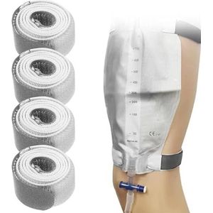 Katheter Beentasriemen Urine Drainage Tas Riem Nylon Bandjes Katheter Nachttas Stand Been Urinezak Fixatie Tapes voor incontinentie Urine Tas Mannen Vrouwen (4 Pack, Grijs)