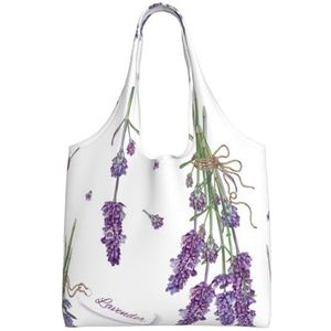 BEEOFICEPENG Schoudertas, Grote Canvas Tote Bag Tote Purse Casual Handtas Herbruikbare Boodschappentassen, Lavendel Op Vintage Kleurrijke Provence, zoals afgebeeld, Eén maat