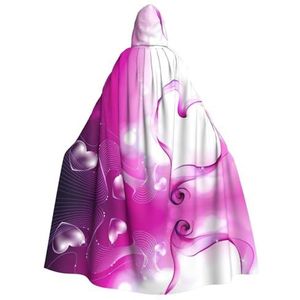 WURTON Halloween Kerstfeest Roze Hart Print Volwassen Hooded Mantel Prachtige Unisex Cosplay Mantel