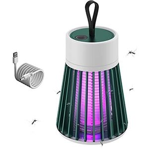 Bseical Insectenverdelger, elektrisch, uv-lamp, 360 graden, muggenlamp, anti-muggen, USB-oplaadbaar, draagbaar, anti-insectengordijn, voor binnen en buiten, keuken, niet giftig, weinig lawaai met ring (oplaadmodus, groen)
