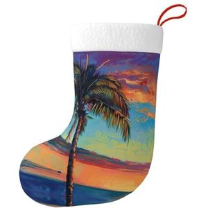 MGGAklp Zonsondergang Palm Print Kerst Kousen Snoep Zakken Voor Familie Vakantie Party Kerstboom Decoraties