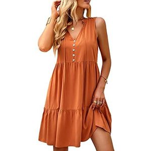 Gelaagde jurk, pure kleur stropdas nek jurk casual elegant voor strandfeest S