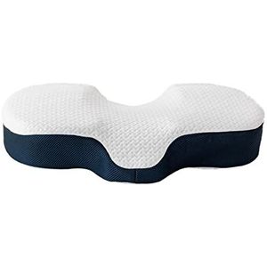 Cervicaal traagschuimkussen for nek- en schouderpijn, nekcontourkussen om te slapen, contourkussen met massagedeeltjes Bamboe luchtgat(Deep Blue)