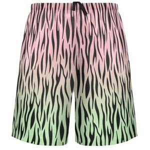 LI ZHI XIN Herenpyjamabroek, korte pyjamabroek, zomer casual shorts, elastische taille met trekkoord, rechte buis losse pasvorm met 2 zakken, S-XXL zebrastrepen patroon, Meerkleurig, S