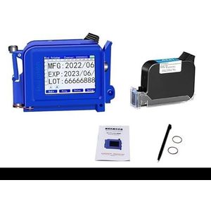 Draagbare inkjetprinter Draagbare handheld inkjetprinter, mini-labelcoderingsmachine, 2D-code barcode Kroonkurk LOGO-afdrukken, permanente inkt (Color : Printer-HD Black Ink, Size : 1)