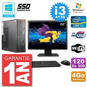 Fujitsu PC Esprimo E520 Display 22 inch i3-4130 RAM 4 GB SSD 120 GB DVD-brander WiFi W7 (gereviseerd)