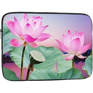 13 Inch Laptop Case Mouw Shockproof Slanke Lichtgewicht Voor Reizen Woon-werkverkeer Kantoor Zakenreis Roze Lotus Bloemen Prints