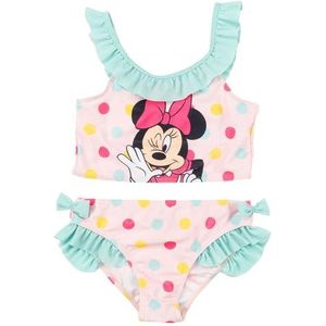 United Labels Disney Minnie Mouse bikini voor meisjes met ruches, roze turquoise, tweedelig badpak, badmode kinderen, roze/turquoise, 122-128