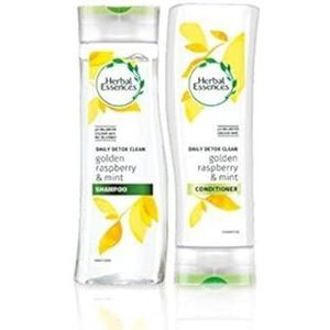 Herbal Essences Daily Detox Shine Shampoo en Conditioner met gouden framboos en munt. Bundel met exclusieve schoonheidstips.