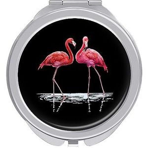 Flamingo Water Compact Kleine Reizen Make-up Spiegel Draagbare Dubbelzijdige Pocket Spiegels voor Handtas Purse
