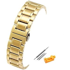 JIMNOO Horlogebandje, Horlogeband roestvrij stalen band horlogeband metalen polsband 14mm 16mm 17mm 18mm 19mm 20mm 21mm 22mm 23mm 24mm 26mm vervangende horlogebanden (Color : Gold, Size : 14mm)