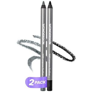 Wonderskin 1440 Longwear Eyelinerstift in blauw en zwart met glitter, verpakking van 2 - waterbestendige, puntige en veegvaste kajalstift (Oyster Blue & Liquorice)