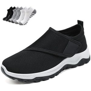 Diabetische comfortschoenen, extra brede ademende drukverlagende schurende wandelschoenen(Noir,44)