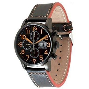 Zeno-Horloge Mens Horloge - Magellano Pilot Chrono zwart-oranje - 6069TVDD-bk-a15