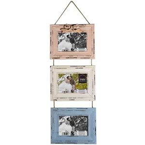 HAES DECO - Multi Fotolijst 13x9 (3) - Farm Living - kleur Roze, formaat 19x3x59 cm, voor foto 13x9 cm (3)