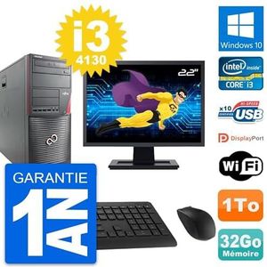Fujitsu W530 PC Tower, 22 inch (55,6 cm), Intel i3-4130 RAM, 32 GB, harde schijf 1 TB, Windows 10, WiFi (gereviseerd)