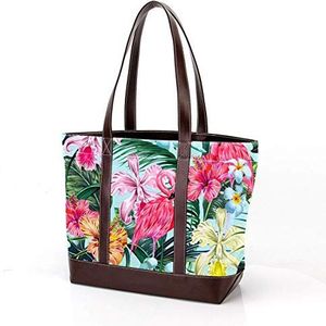 Laptop Tote tas met Oosters Bloemenpatroon met Draken en Gouden Rozen,Draagtassen Casual Canvas Zakelijk Werk Tote Tas Aktetas voor Computer School Office