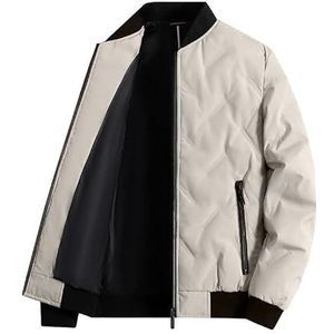 Donsjack voor heren met opstaande kraag, warm voor winter en herfst, zonder capuchon, grijs, casual stijl voor outdooractiviteiten., grey, 4XL