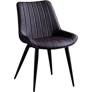 GEIRONV Moderne eetkamerstoel, gestoffeerde stoel van imitatieleer Retro keukenaccentstoel met metalen poten Home Restaurants Lounge Chair Eetstoelen (Color : Brown, Size : 46x53x83cm)