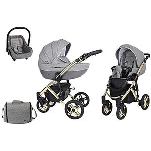 Kinderwagen 3in1 2in1 Isofix kinderwagen set + accessoires Kleurselectie Mila Premium Gold van ChillyKids Silver Unique Gold 012 2in1 zonder autostoel