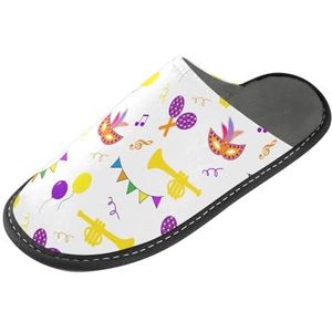 LI ZHI XIN Volwassen Pluche Slippers Dames Flanel Warme Huis Schoenen Met Antislip Mens Indoor Slippers Met PVC Zool Maat 4-11 Kleurrijke Vlag Ballon, Meerkleurig, 4/5 UK