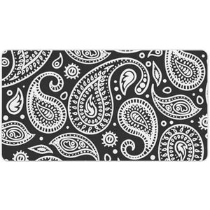Zwart Wit Bandana Paisley Mode Bureau Muismat Antislip Gaming Muismat Accessoires Decor 40X75cm