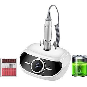 Elektrische nagelvijl, 35000 RPM nagelboor, draagbare elektrische nagelvijl for pedicure-manicuremachine, nagelkunstsalongereedschap voor zowel natuurlijke als kunstnagels (Color : S303 White, Size