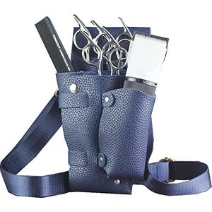 Professionele schaarpakken, Salongereedschapshouder PU-leren heuptas met 5 schaarzakken Afneembare hoes Blauw en beige 22,5x10x4cm(Blue)
