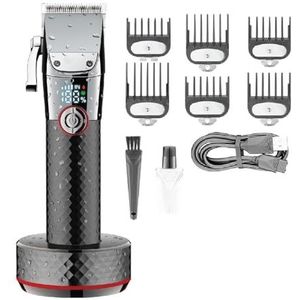 Tondeuse voor mannen, professionele tondeuse kapper tondeuse draadloze haarsnijmachine oplaadbaar verstelbaar met oplaadbasis (kleur: rood)