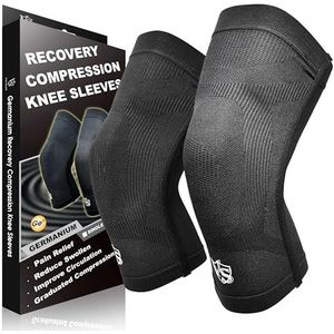 Vital Salveo-Best Recovery Compressie Knie Ondersteuning Mouw voor Man en Vrouwen Germanium Knie Brace voor Hardlopen, Basketbal, Wandelen, Gym, Workout, Sport (1 paar) - Groot