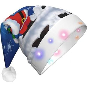 EdWal Sneeuwpop Kerstman print Santa Hoed, LED Lights Kerst Hoed, Xmas Hoed voor Volwassenen, Familie Unisex Kerst Decor Hoed