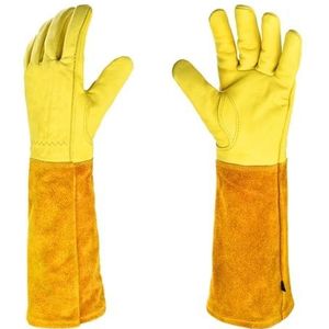 BPABDEITR Tuinhandschoenen for het snoeien van rozen, leer, veelkleurig, meerdere maten, 1 paar(Giallo,X-Large)