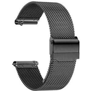 Geschikt for Huawei Horloge GT 4 41 mm band 18 mm roestvrijstalen armband geschikt for Garmin Venu 3S 2S / Vivoactive 3S 4S 255S 265S Smart Horlogeband (Color : Black, Size : For Vivoactive 4S 3S)
