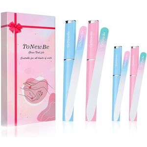 4 stuks glazen nagelvijlen in etui, glazen nagelvijl, Tsjechische glazen nagelvijl, dubbelzijdige gegraveerde glazen nagelvijl, glazen nagelvijl voor familie, geschenken