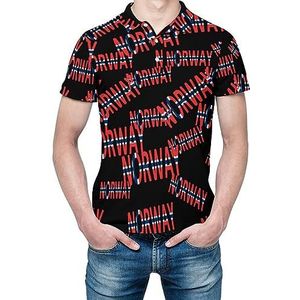 Noorse vlag heren shirt met korte mouwen golfshirts regular fit tennis T-shirt casual business tops