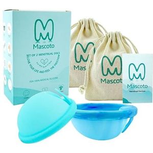 Set van 2 menstruatieschijven, herbruikbaar, duurzaam en ultra comfortabel. Alternatief voor tampons, menstruatiecups & pads, lekvrij en rommelvrije menstruatieseks (inclusief kleine en grote maten)