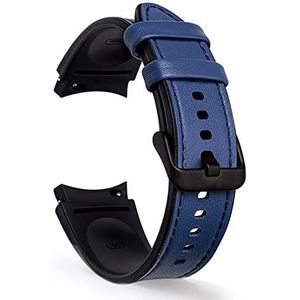 20mm horlogeband geschikt for Samsung horloge 4 40mm 44mm armband Compatible With Samsung Galaxy horloge 4 Classic 42mm 46 siliconen + lederen horloges4 bands (Color : Blue-Black, Size : WATCH4 CLAS
