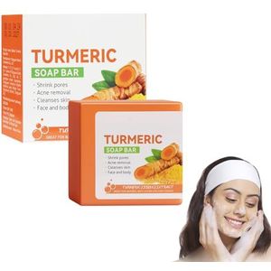 Horuili® Turmeric Soap, Kurkuma Whitenende zeep, kurkuma-kleizeep, reinigend, hydraterend & whitening, badzeep voor gezicht en lichaam, voor alle huidtypes