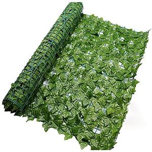 Hidyliu 1 rol kunstheg, kunstmatige klimop, inkijkbescherming, omheining, groene tuininkijkbescherming, decoratieve omheiningen, uv-bescherming, voor buiten, tuin, terras en achtertuin (druivenbladeren, 0,5 x 1 meter)