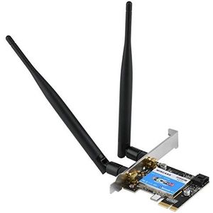 WLAN Dual-band PCI-E-adapter, Richer-R Wi-Fi PCI-E-kaart Dual-band 2,4 GHz / 5 GHz 802.11ac, Bluetooth 4.0 433 Mbit/s netwerkkaart met 2x externe antennes voor pc-desktop