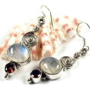 Guru-Shop oorring 12, zilveren oorbellen met halfedelstenen