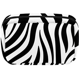 Reis Gepersonaliseerde Make-up Bag Cosmetische Tas Toiletry tas voor vrouwen en meisjes Zwart-Wit Zebra Print, Meerkleurig, 17.5x7x10.5cm/6.9x4.1x2.8in