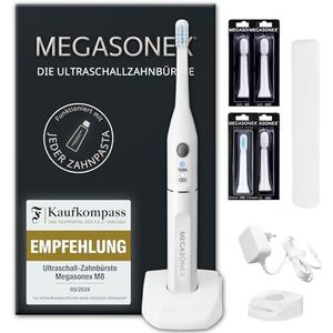 Ultrasone tandenborstel MEGASONEX M8 + 1 paar vervangende borstelkoppen zacht