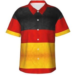 ERSDWRE Duitsland vlag print heren korte mouwen button-down shirts casual zomer strand shirts Hawaii shirt voor mannen, Zwart, S