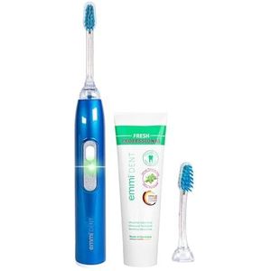 Emmi-dent Elektrische Ultrasone Tandenborstel, Metallic Blauw - Ideaal voor Gevoelige Tanden en Tandvlees Zonder Schrobben - Voor Volwassenen en Kinderen