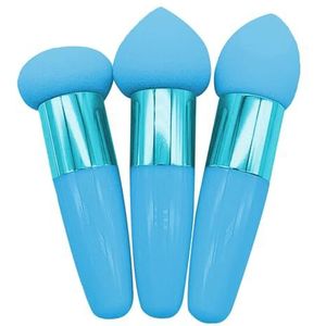 Blending Sponge - 3PCS Soft Makeup Sponges Foundation Puff with Handles, Blender Makeup Sponge | Dry & Wet Use Makeup Sponge Set, Travel Cosmetic Tool Foundation Sponge for Foundation Concealer Blush