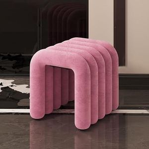 Binnenbank, Bank Voor De Hal, Gestoffeerde Kruk, Veelzijdig Binnenmeubilair, Stalen Frame, Met Verstelbare Poten, Kan 100 Kg Dragen, Geschikt Voor Eetkamer, Woonkamer, Hal, Keuken En Hal,Roze