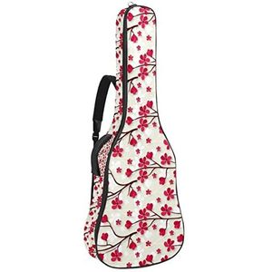 Akoestische Gitaar Tas Waterdichte Gitaren Rugzak Dikke Zachte Gewatteerde Mooie Kersenbloesem Patroon Roze Klassieke Gitaar Case, Kleur1, 42.9x16.9x4.7 in, Tas Organizer