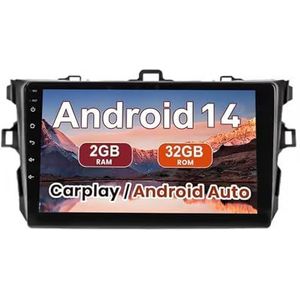 Android 15 Autoradio 9 inch touchscreen voor Toyota Corolla 2009-2013 Autoradio Navigatie met Carplay met GPS navigatie Bluetooth FM USB Steering Wheel Control(X9 8G+256G)