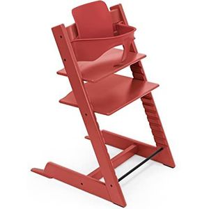 Tripp Trapp Hoge stoel van Stokke met babyset warm rood van beukenhout verstelbaar aanpasbare stoel voor peuters kinderen en volwassenen